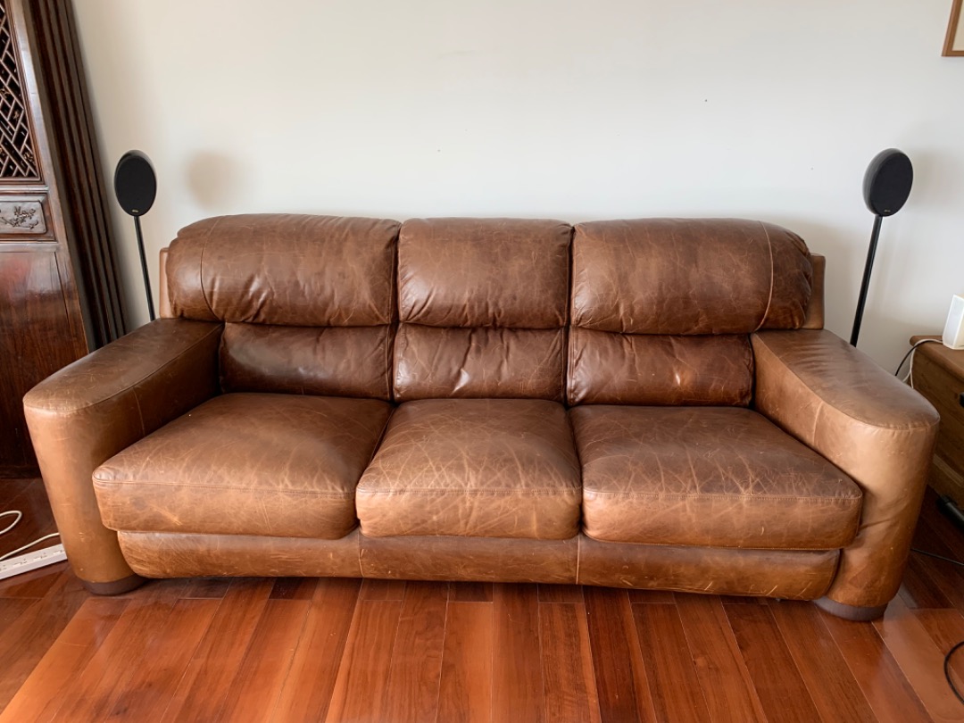 The World's Comfiest Leather Sofa, Furniture & Home Living, Furniture