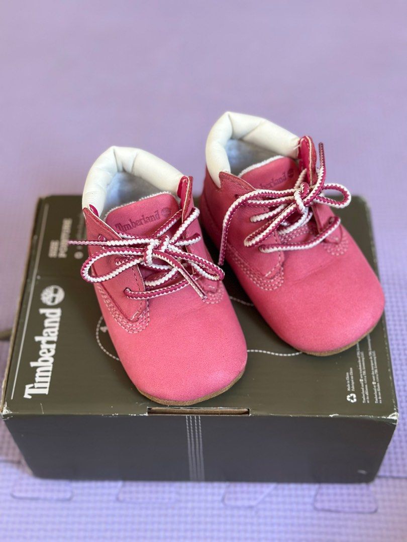Timberland infant (Category: Babies & Kids Fashion) located in Taguig. Submitted by puffpiece (Listing ID 1240327011, Image 1). Description: Like new Box is worn out Lp posted Will fit 6-9m.