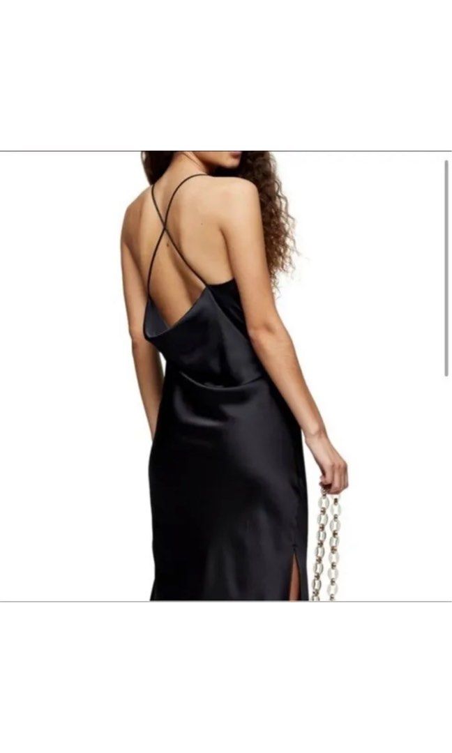 Topshop black satin dress on sale