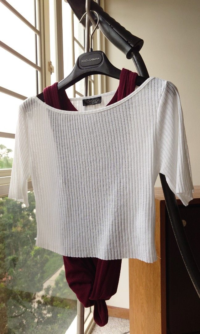 Topshop Chic Casual Off Shoulder Double Layer Top T shirt Bateau neck boatneck boat toga Blouse tee shirt 2 pieces beach cover up coverup jeans