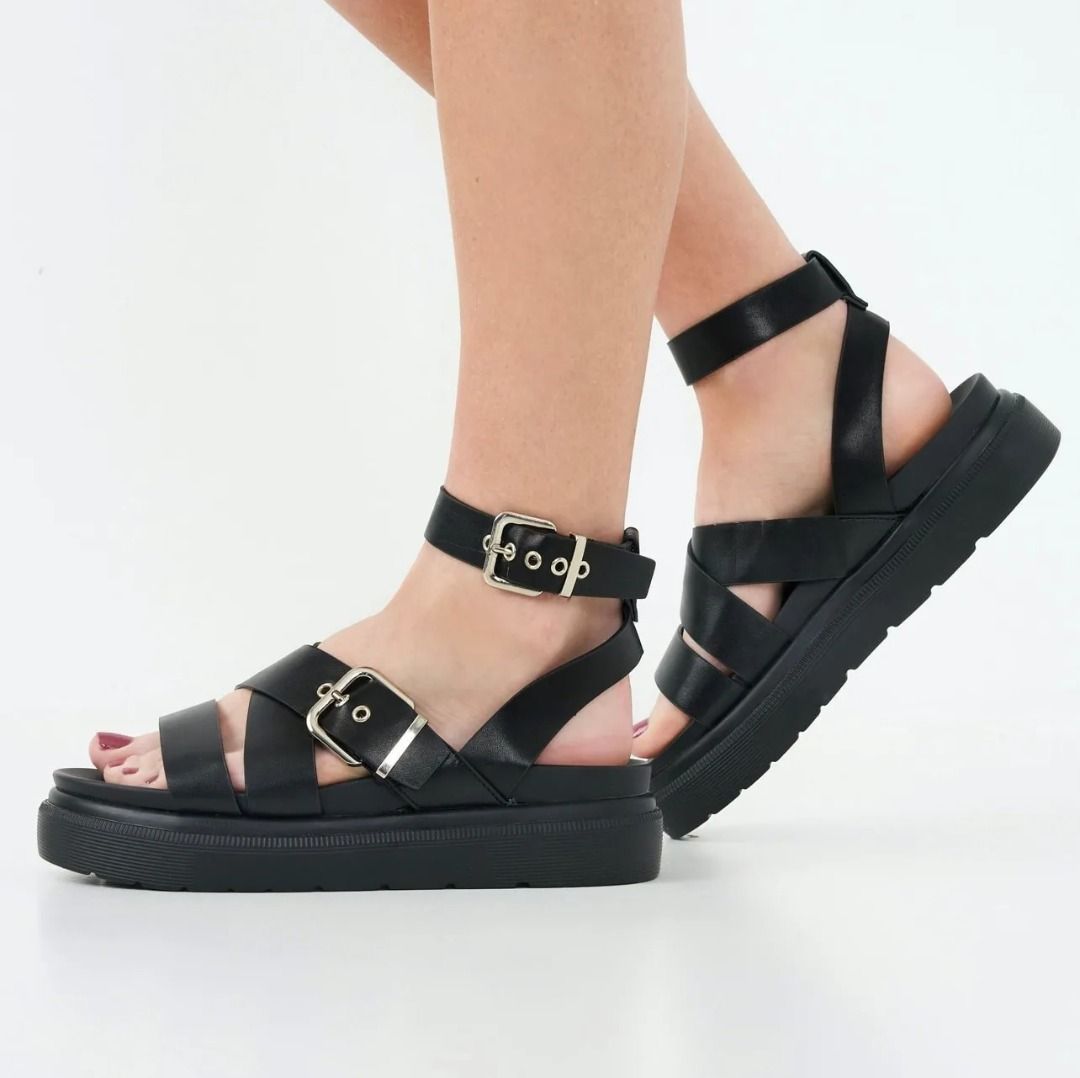 Topshop black new arrivals platform sandals