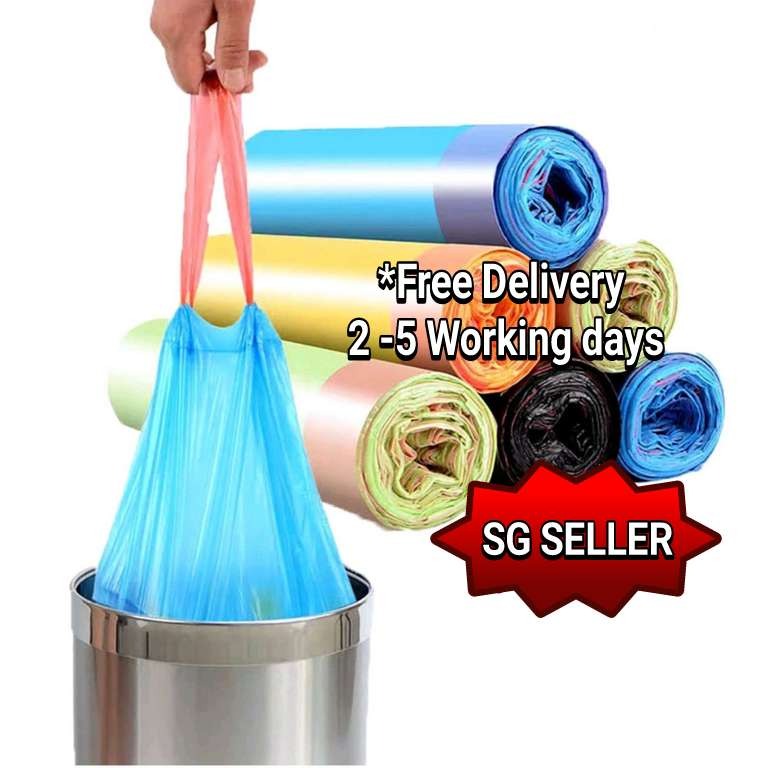 TRASH BAG/ PLASTIC BAG/DRAWSTRINGS 10 ROLLS BUNDLE 0.7 PER ROLL, Furniture & Home Living