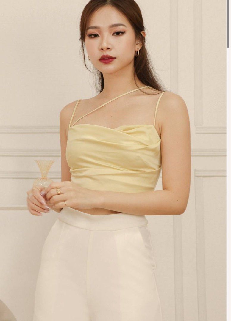 Gisella Satin Crop Top Driftwood