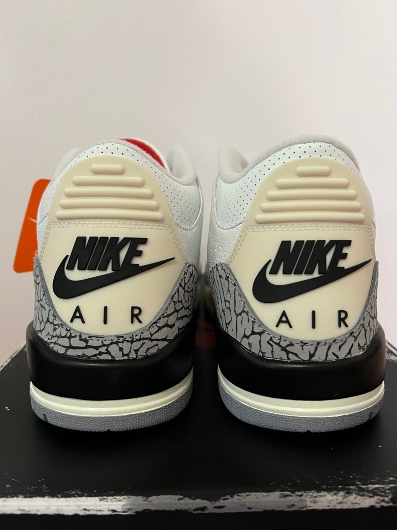 US Men 10.5 Air Jordan 3 Retro White Cement Luxury Sneakers