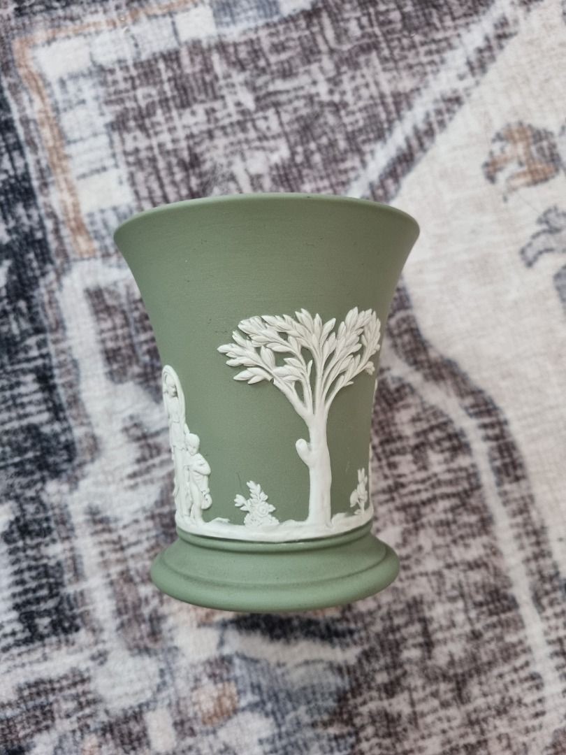 Vintage Wedgwood Jasperware Sage Green Vase, Hobbies & Toys