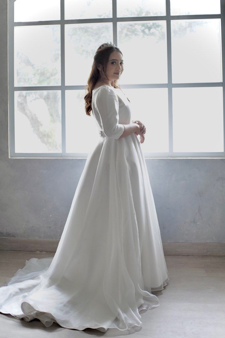 Wedding gown putih polos simple dress gaun simple