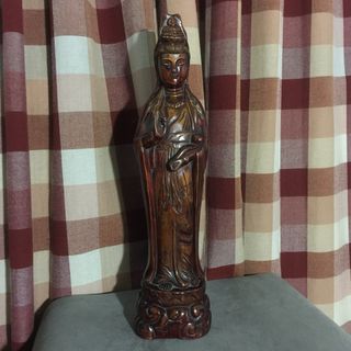 Wood varnished buddha kuan yin/guan yun wooden statue