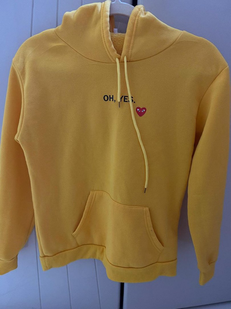Yellow hoodie, Women's Fashion, Coats, Jackets and Outerwear on Carousell