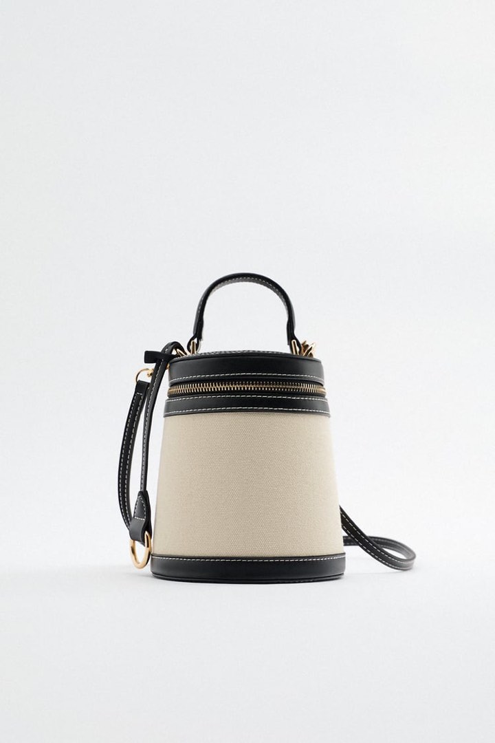 Zara Contrast Crossbody Bucket Bag, Women's Fashion, Bags & Wallets