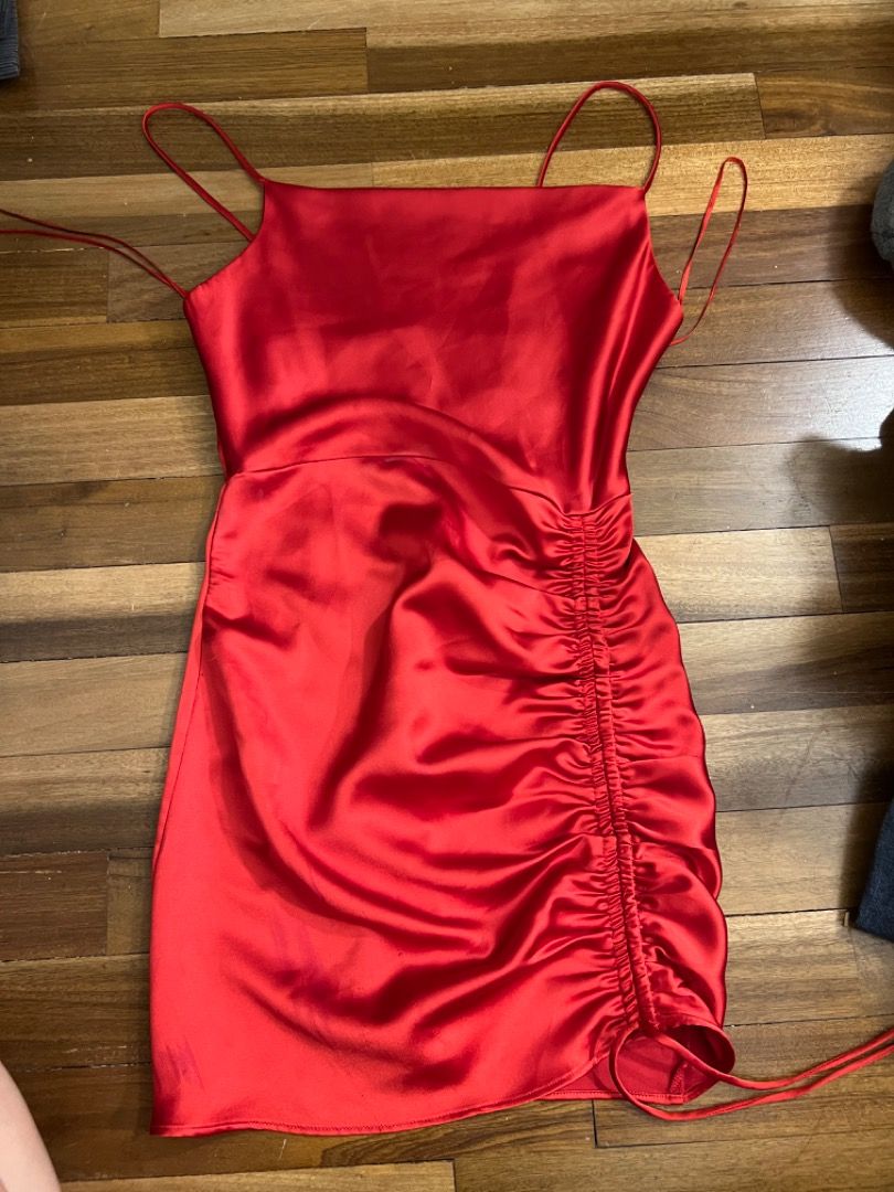 Zara Red Silk Mini Cowl Neck Dress, Women'S Fashion, Muslimah Fashion,  Dresses On Carousell