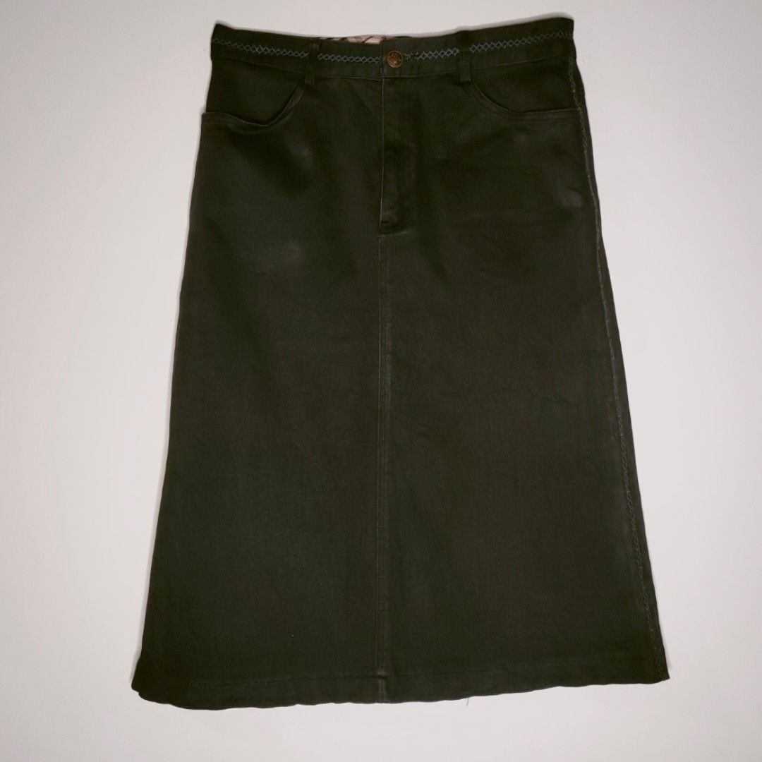 Mid length black shop denim skirt