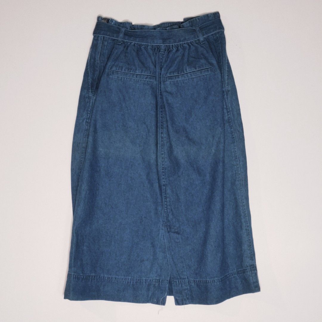 Mid length a on sale line denim skirt