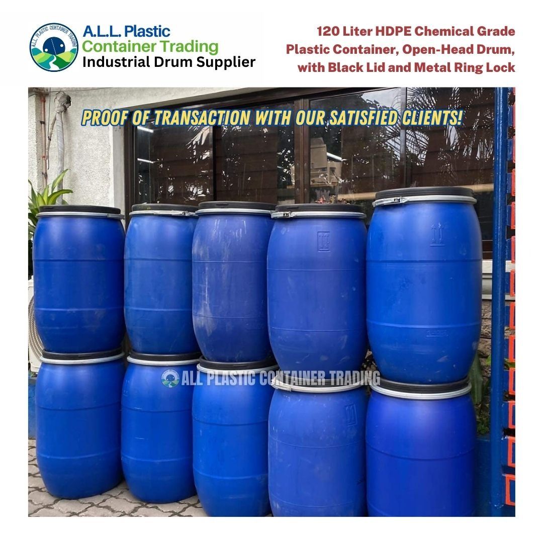 120 Liter Heavy Duty Plastic Container Drum (Chemical Grade) Open Top