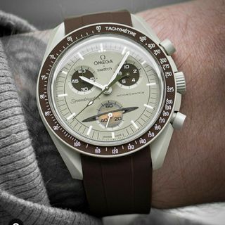 20MM 'Espresso' Fitted Rubber Strap For OMEGA X SWATCH MOONSWATCH COLLECTION (HORUS)