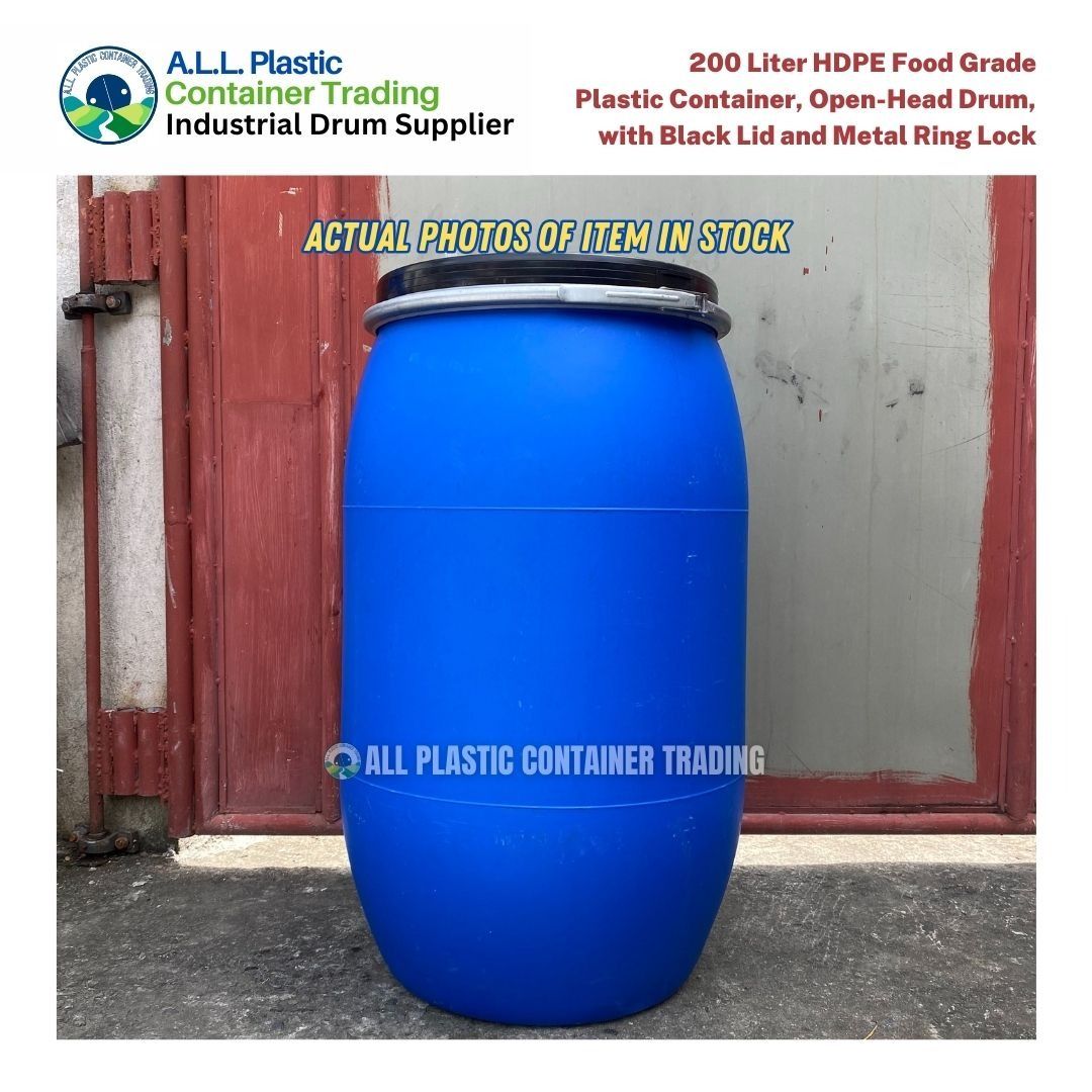220 Liter Heavy Duty Plastic Container Drum (Food Grade) Open Top