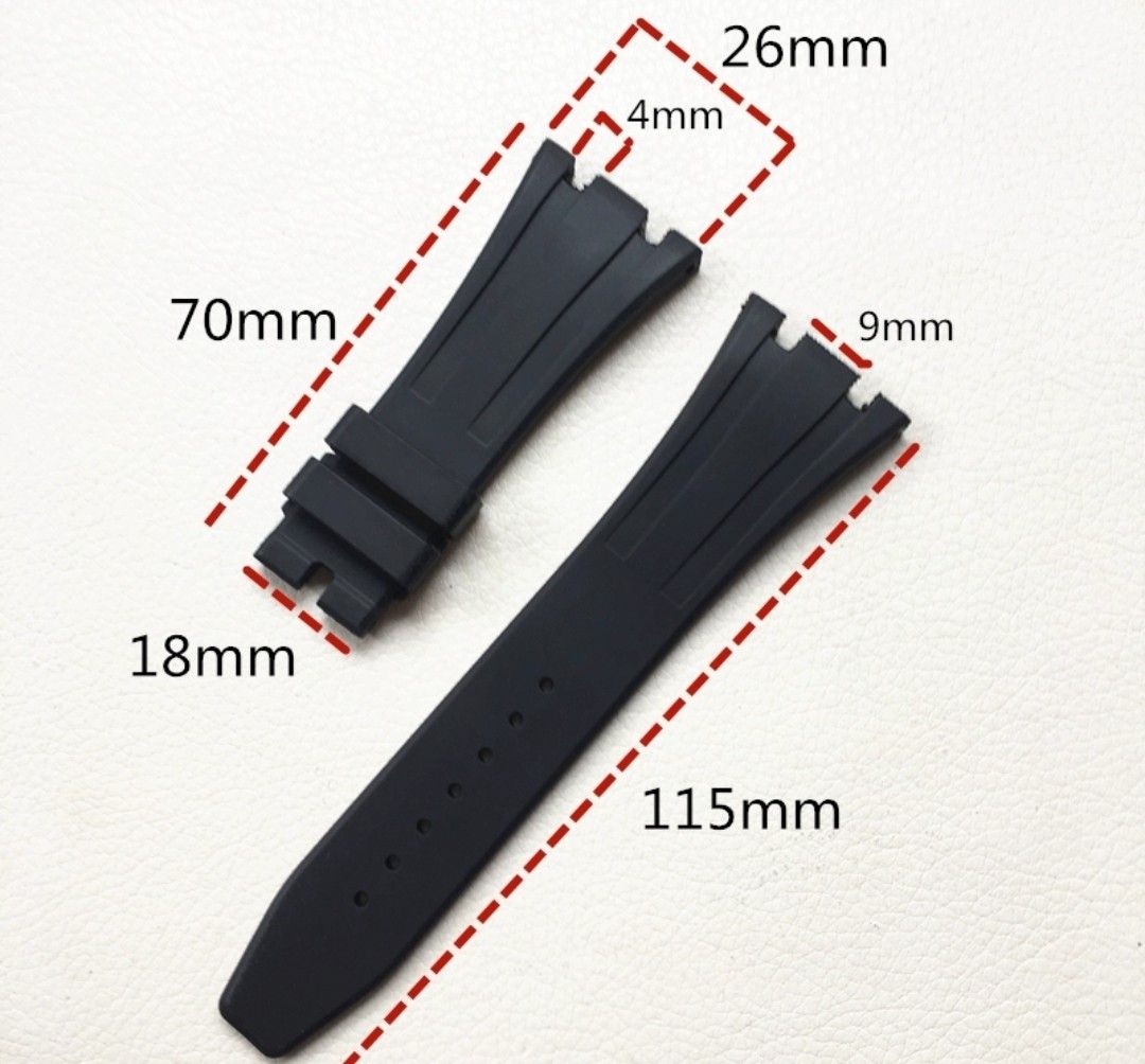 26MM SILICONE RUBBER WATCH STRAP WITH STAINLESS STEEL FOLDING CLASP FOR