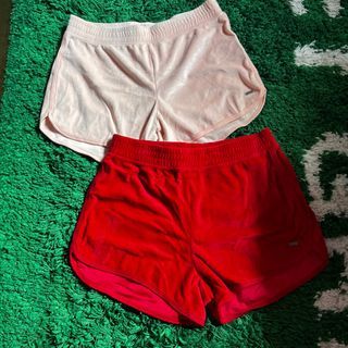 2PCS HOLLISTER TERRY SHORTS PEACH & RED XS