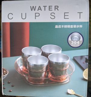 晶透不銹鋼304水杯+托盤組Crystal clear stainless steel 304 water cup + tray set