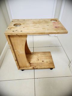 4-Wheels Wooden Side Table Multifunctional