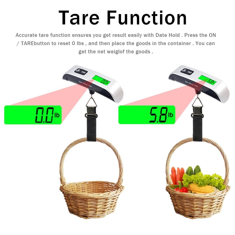 50kg110lb Portable Electronic Hand Luggage Scale LCD Digital Display  Balance Scale Suitcase Travel, 健康及營養食用品, 健康監測儀和體重秤- Carousell