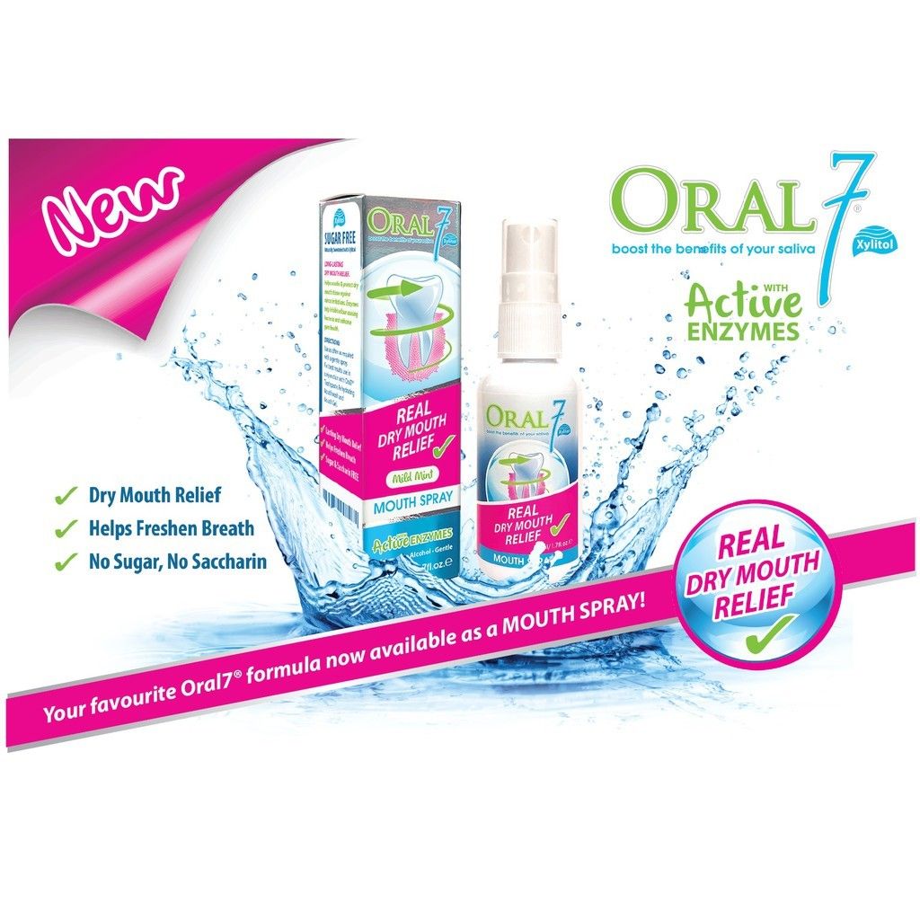 50ml Oral 7 rehydrating mouth spray mild mint active enzymes real dry