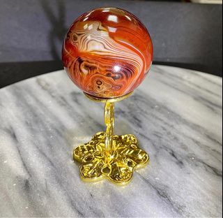 美紋蠶絲瑪瑙球 4.78cm 座高5cm