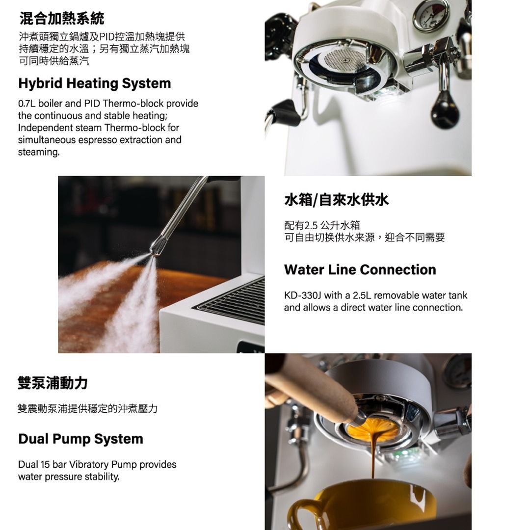 [行貨] KD330J WPM單頭鍋爐配雙泵意式咖啡機 (接水版) Single Group Boiler Dual Pump