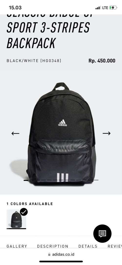 Adidas backpack 3 stripes, Fesyen Pria, Tas u0026 Dompet , Ransel di Carousell