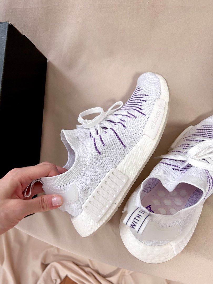 Adidas nmd r1 flyknit sales white