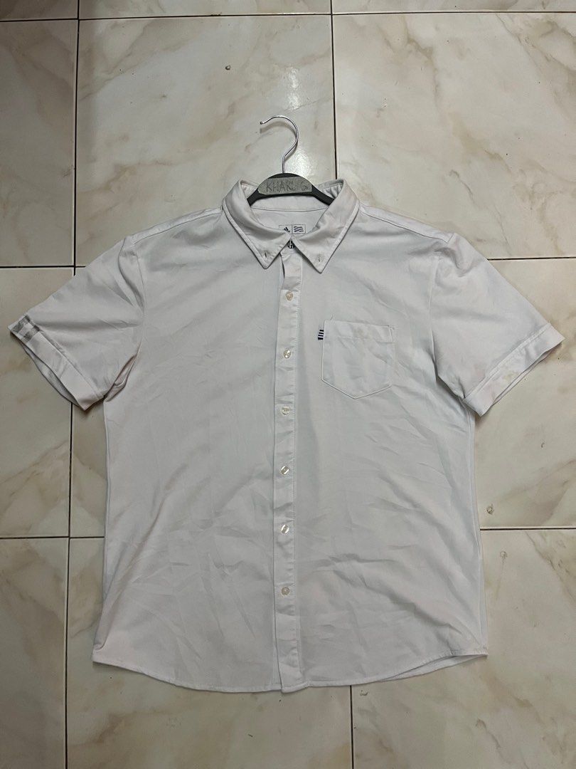 Adidas White Button down shirt on Carousell