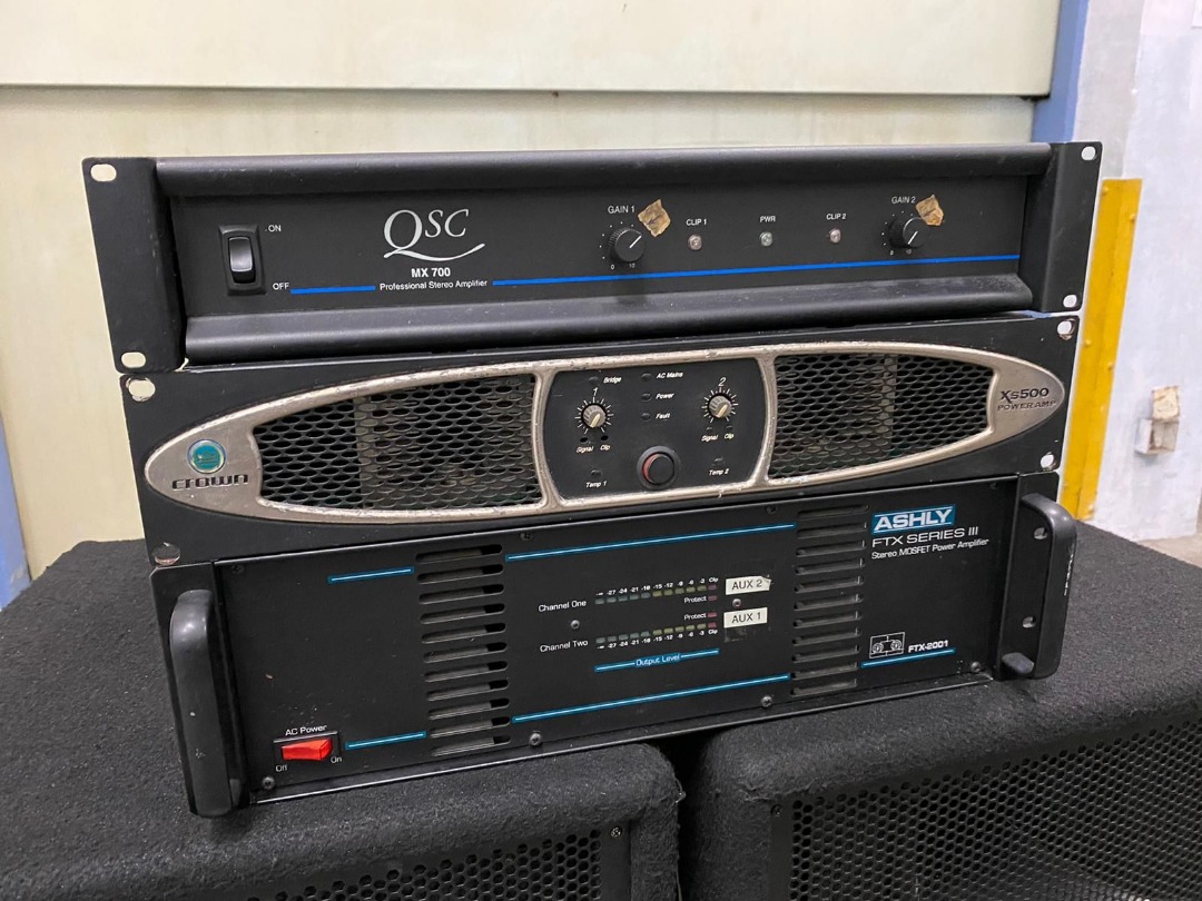 AMPLIFIERS CROWN XS500, ASHLY FTX 2001 Mosfet, QSC MX700, Audio