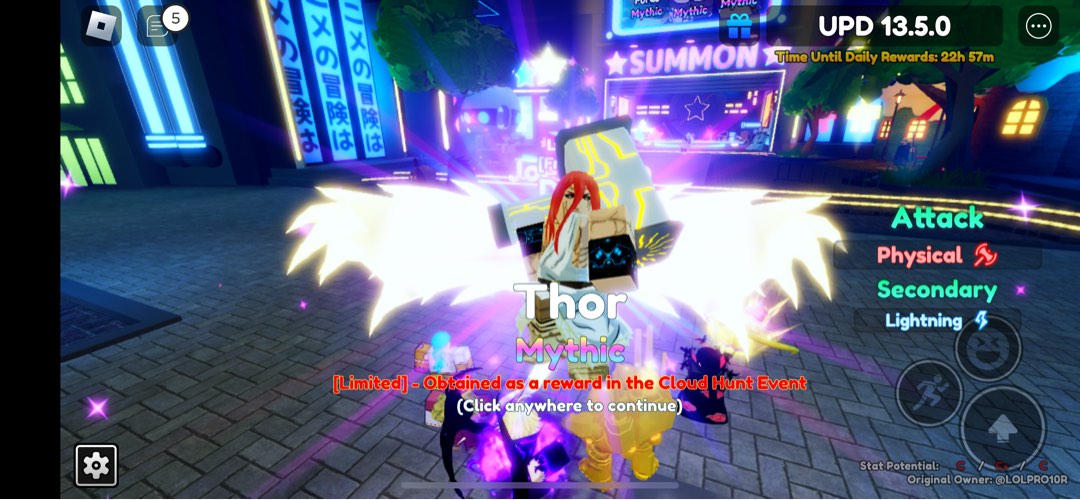 THIS *NEW* SHINY THOR (AWAKENED) IS INSANELY OP! *UPDATE 10.5* In Anime  Adventures Roblox 