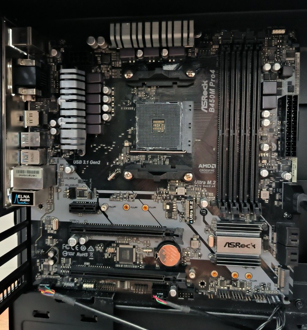 ASRock B450M Pro4 Motherboard and CoolerMaster MATX casing, Computers