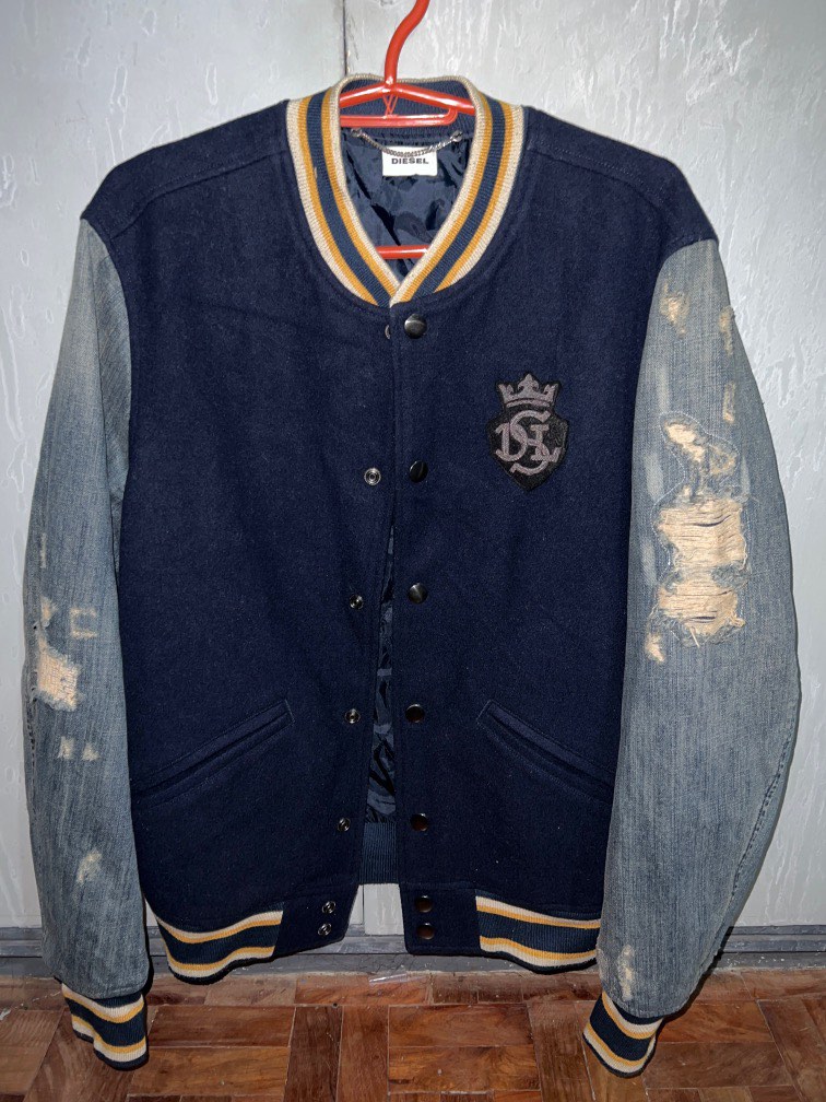 authentic diesel mixed media varsity jacket on Carousell