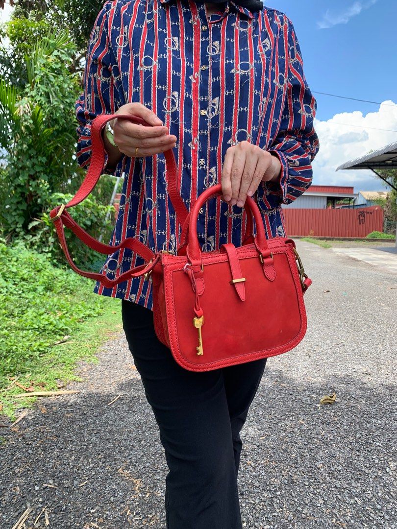 Fossil rachel satchel brick red store