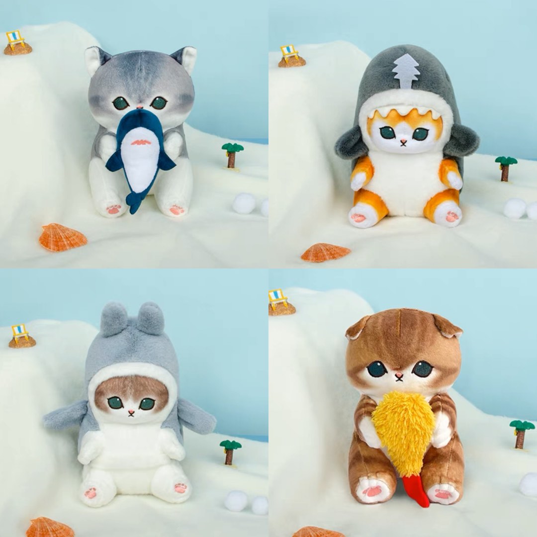 AUTHENTIC MOFUSAND PLUSH CAT KITTEN SHARK EBI SHRIMP DOLPHIN