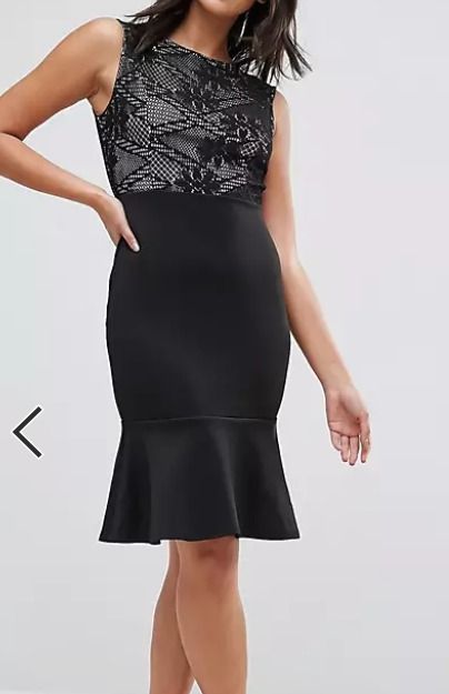 AX Paris Scuba Pephem Midi Dress With Lace Top Women s Fashion