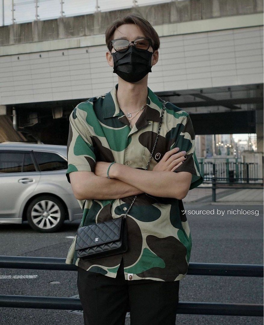 BAPE ABC CAMO OPEN COLLAR SHIRT, Men's Fashion, Tops & Sets