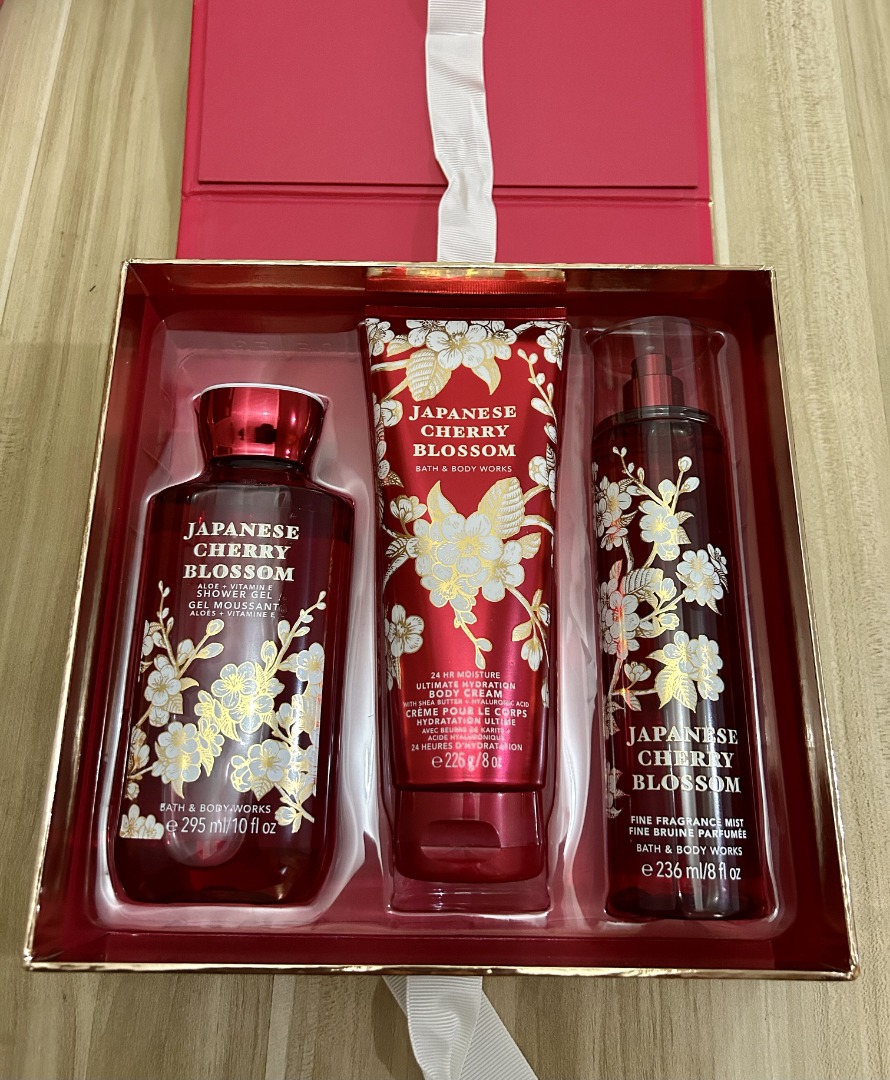 Bath & Body Works Japanese Cherry Blossoms Gift Box Set of 3 on Carousell