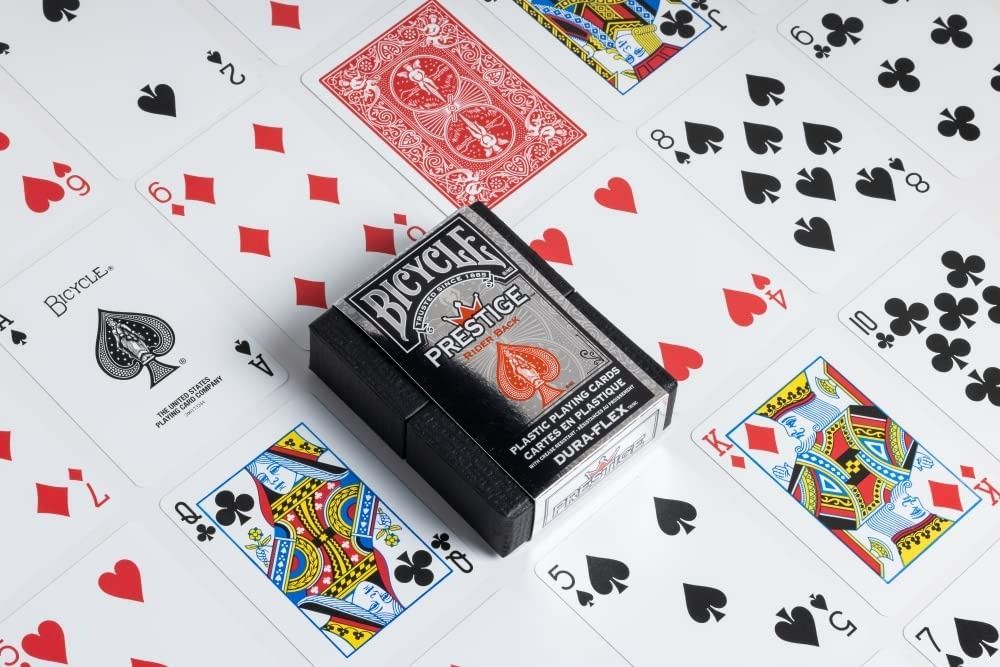 Bicycle Prestige Plastic Poker Cards Dura flex 100 Premium Playing Cards Deck for Texas Holdem Poker Omaha Rider back 1 Red Deck Hobbies Toys Toys Games on Carousell