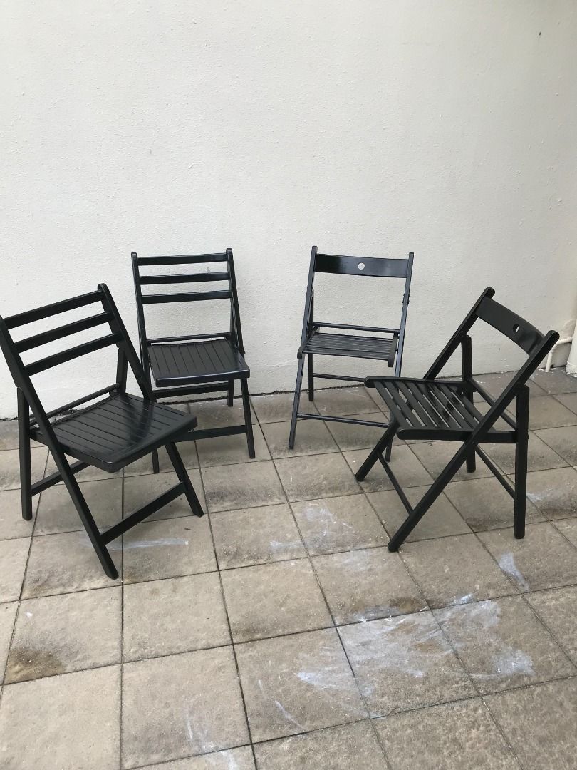 Black Outdoor Chairs. 4 pieces. 18 each. Two different design