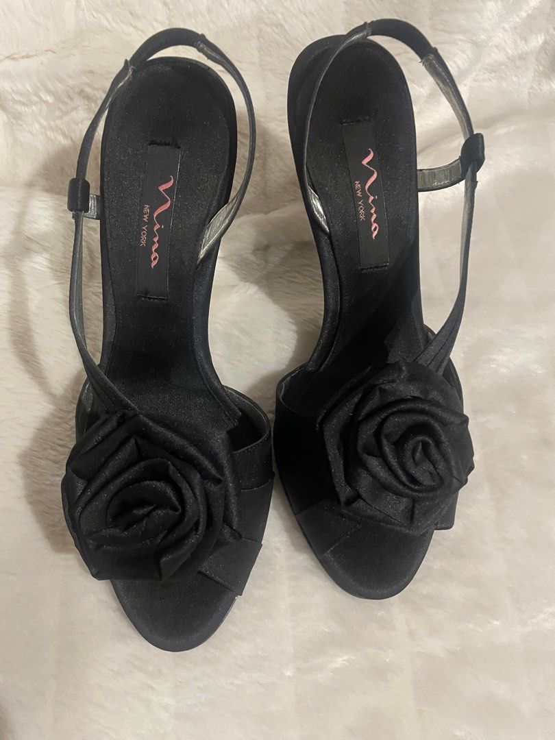 Black Satin Stiletto heels from New York Luxury Sneakers