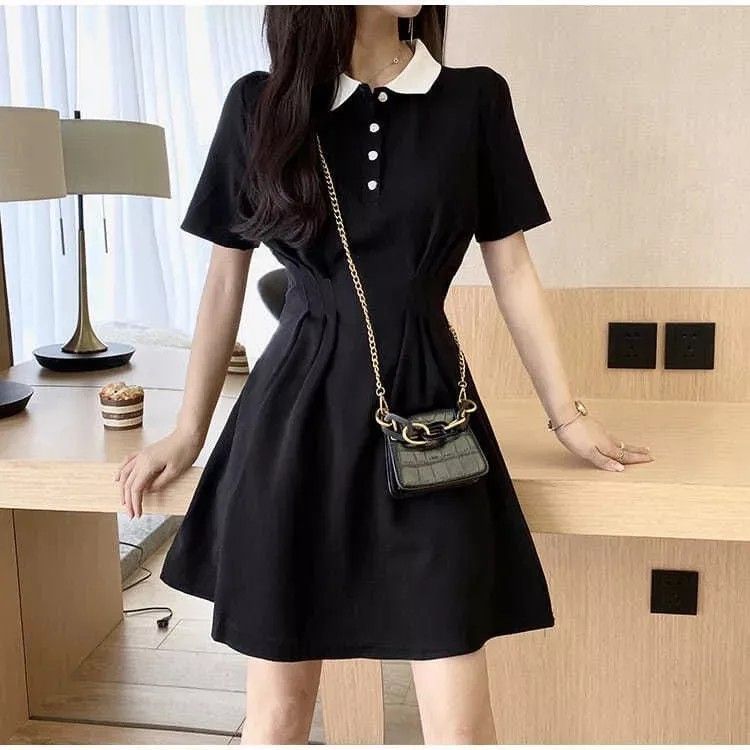 Kids black dress white collar online