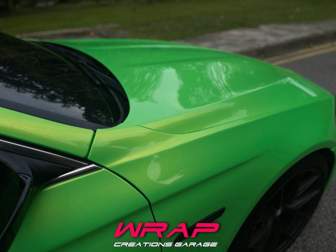 BMW F10 Full Body Vinyl Wrap Florescent Metallic Apple Green Gloss, Car