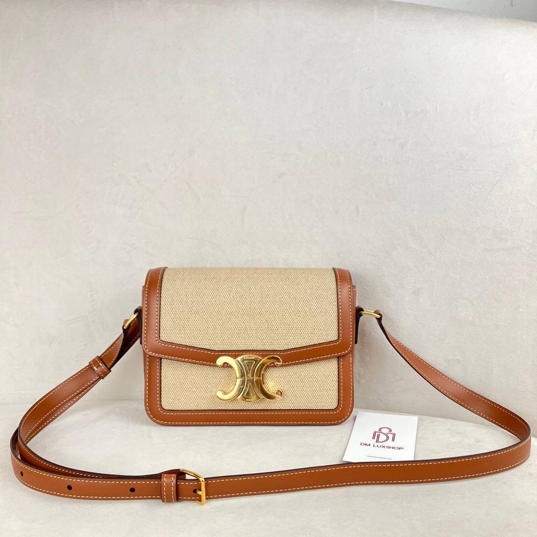 NEW Celine Triomphe Teen in Textile and Natural Calfskin, Luxury, Bags &  Wallets on Carousell