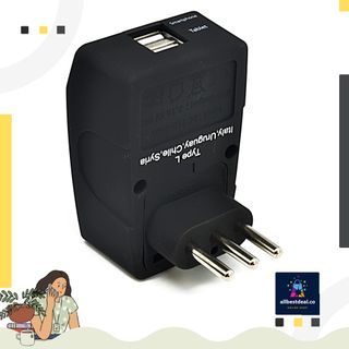 Ceptics Italy Travel Plug Adapter, 4 In 1 Power Plug (Type L) - Universal Socket - Dual USB - Perfect to Charge Your Electronics While Traveling to Venice, Chile, Uruguay - AC Outlet - Usa to Italy