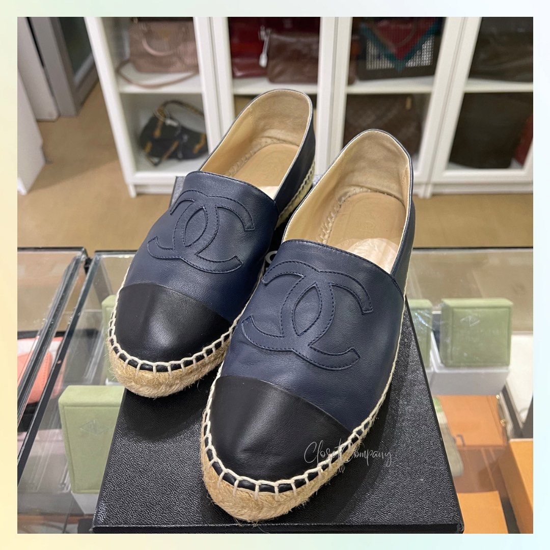 CHANEL Espadrilles COCO Denim Slipon Flat Shoes Women EU 37 Red CC From  Japan  eBay
