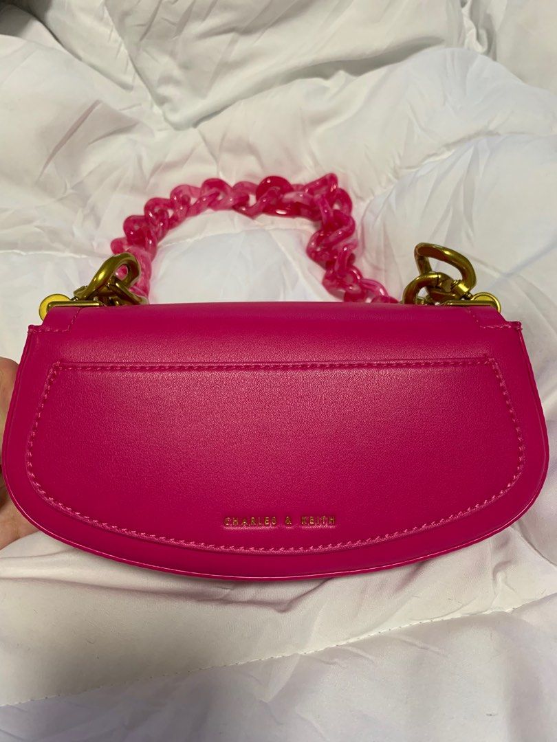 Fuchsia Sonnet Two-Tone Chain Handle Shoulder Bag - CHARLES & KEITH US