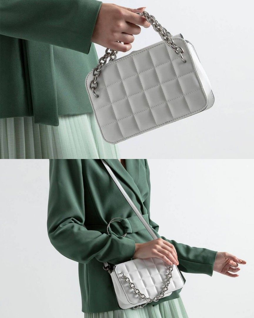 Chunky chain strap sales quilted shoulder bag