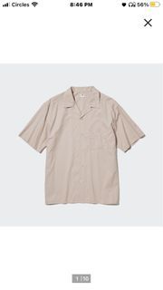 👕UNIQLO Open Collar Short Sleeve Shirt Beige ❗️CLEARANCE SALE❗️